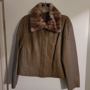 Womens faux leather/ fur motto jacket